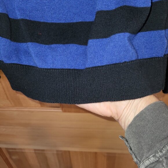 Worthington Women's Black & Blue striped long sleeve lightweight sweater, large - Picture 4 of 6